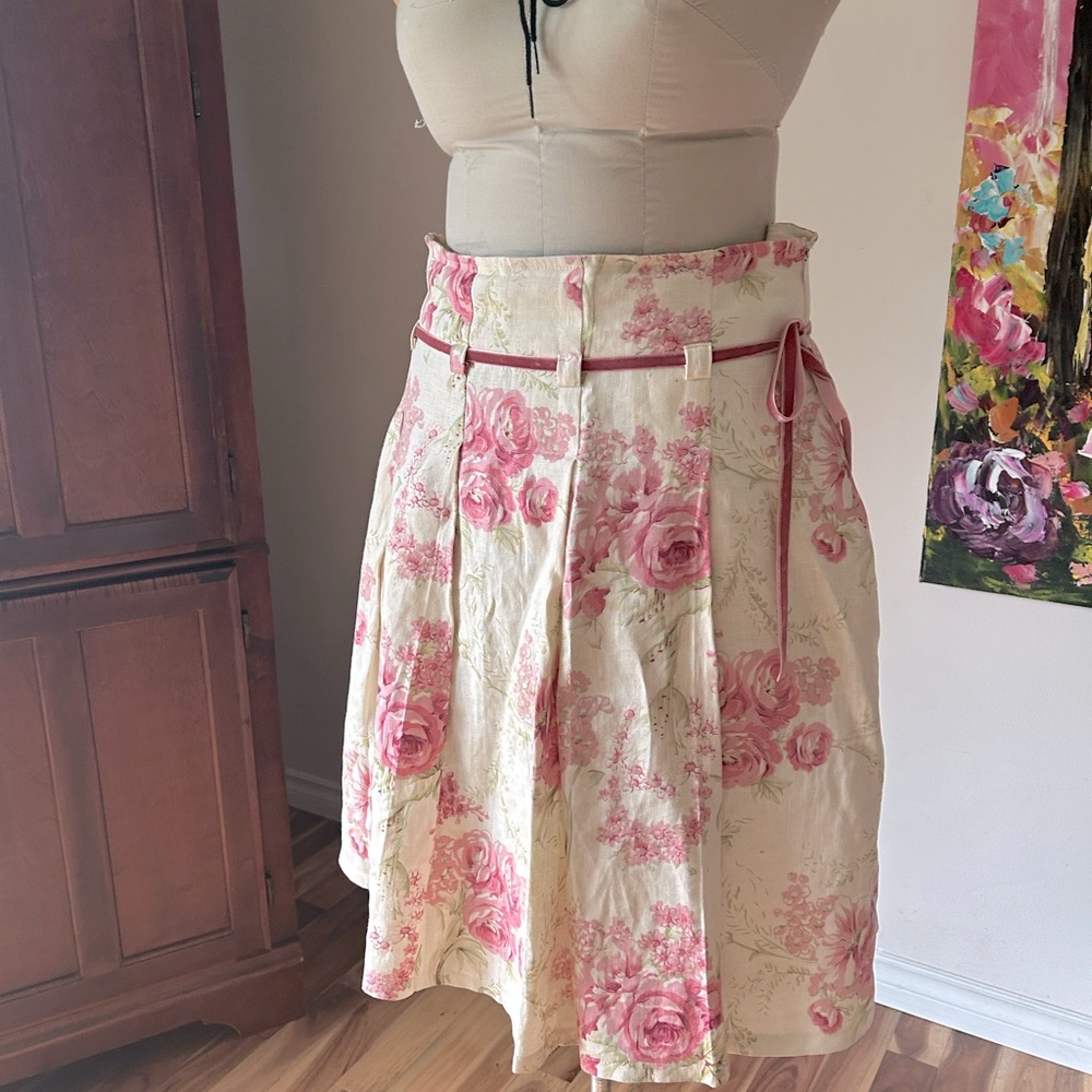 Linen (100%). Dress Skirt. Pleated. Simply Manakin Sz M. EUC